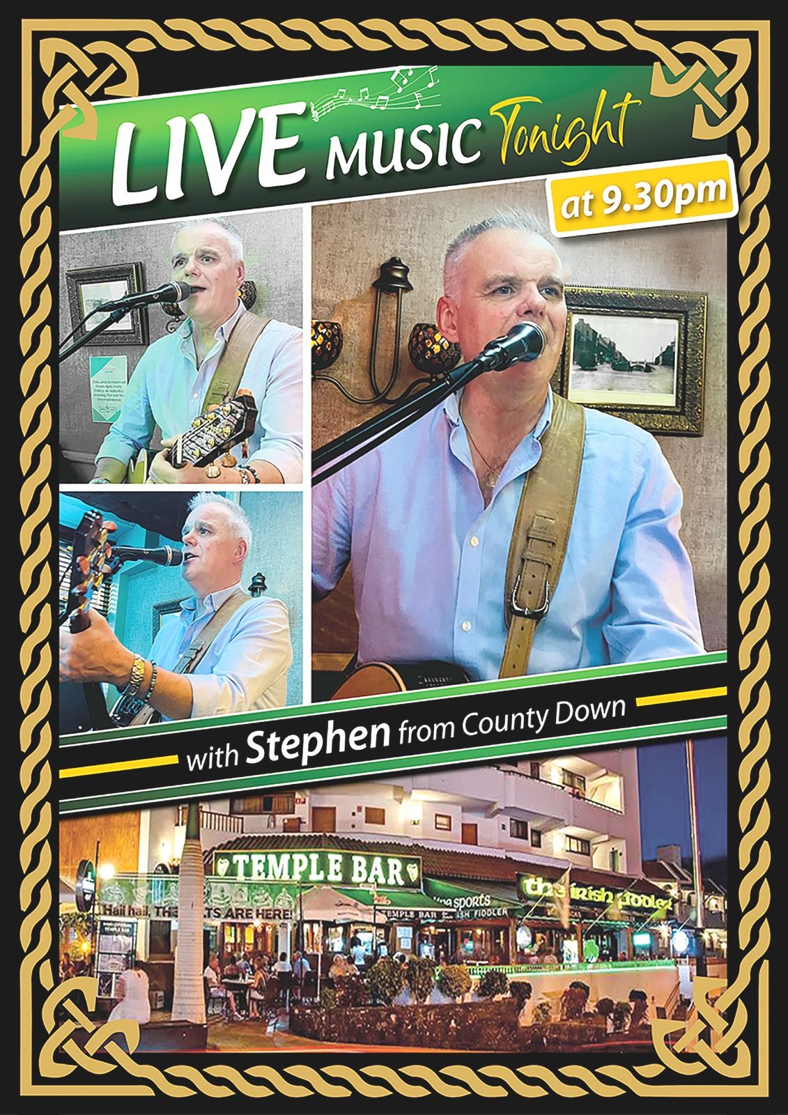Musica en vivo Stephen en Temple Bar Tenerife, pub irlandes con conciertos en directo